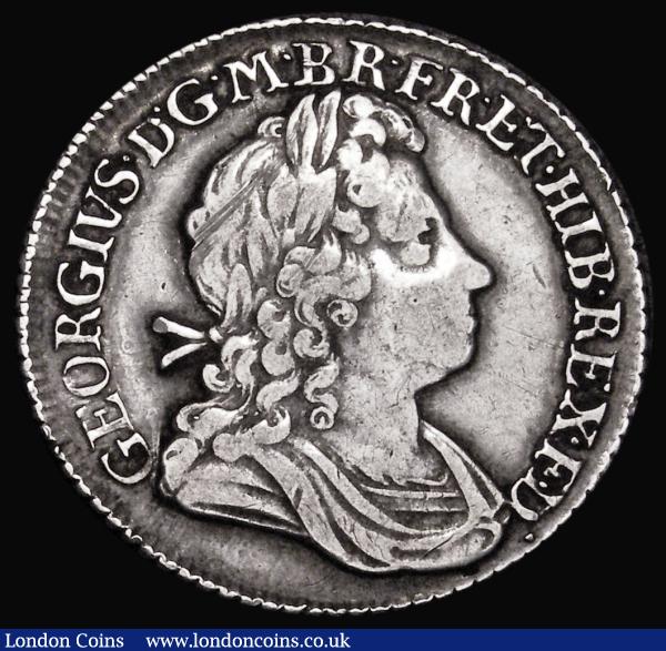 Shilling 1721 Roses and Plumes ESC 1171, Bull 1577, Fine/Good Fine and bold, the obverse with an old scratch on the King's hair, Rare : English Coins : Auction 181 : Lot 1967