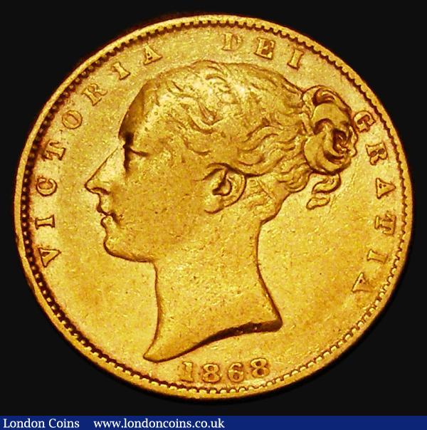 Sovereign 1868 Marsh 52, S.3853, Die Number 18, Fine, the reverse slightly better : English Coins : Auction 181 : Lot 2151