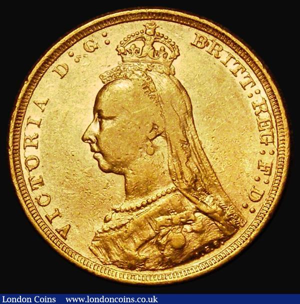 Sovereign 1893S Jubilee Head, S.3868C, Marsh 144, DISH S17, Fine/NVF : English Coins : Auction 181 : Lot 2213