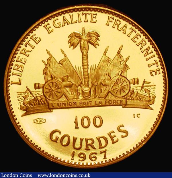 Haiti 100 Gourdes 1967 10th Anniversary of the Revolution - Marie Jeanne Gold Proof KM#69 FDC Haiti coins seldom offered : World Coins : Auction 181 : Lot 1023