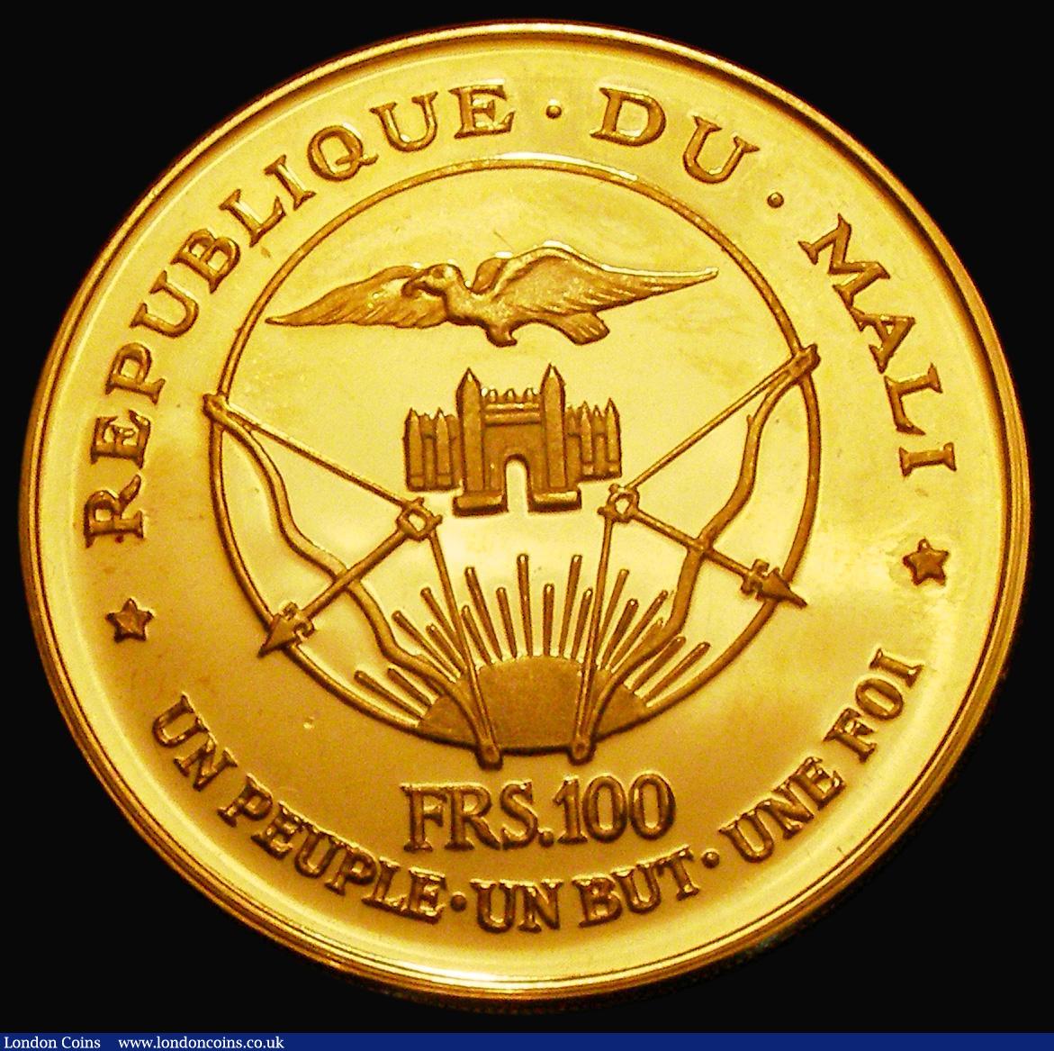 London Coins : A181 : Lot 1096 : Mali 100 Francs 1967 President Mobido Keita, Gold Proof, 32 grammes of .900 gold KM#8 nFDC with some...