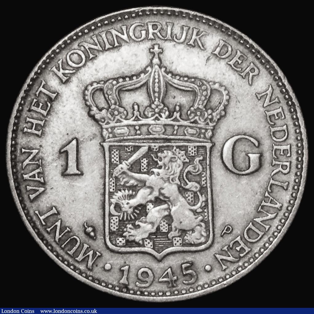 London Coins : A181 : Lot 1112 : Netherlands Gulden 1945 KM#161.2 NEF extremely rare, Krause states that although over 25 million pie...