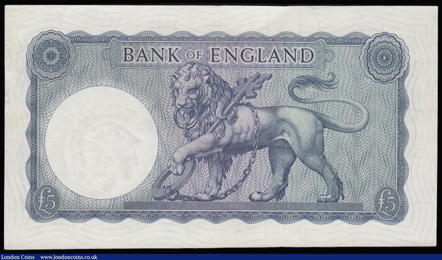 London Coins : A181 : Lot 116 : Five Pounds O'Brien B280 Helmeted Britannia at right, Lion & Key reverse issued 1961, J60 7...