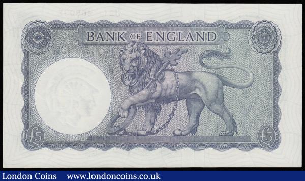 Five Pounds O'Brien B280 Helmeted Britannia issued 1961 J21 468037, Pick372, Unc or near so : English Banknotes : Auction 181 : Lot 118