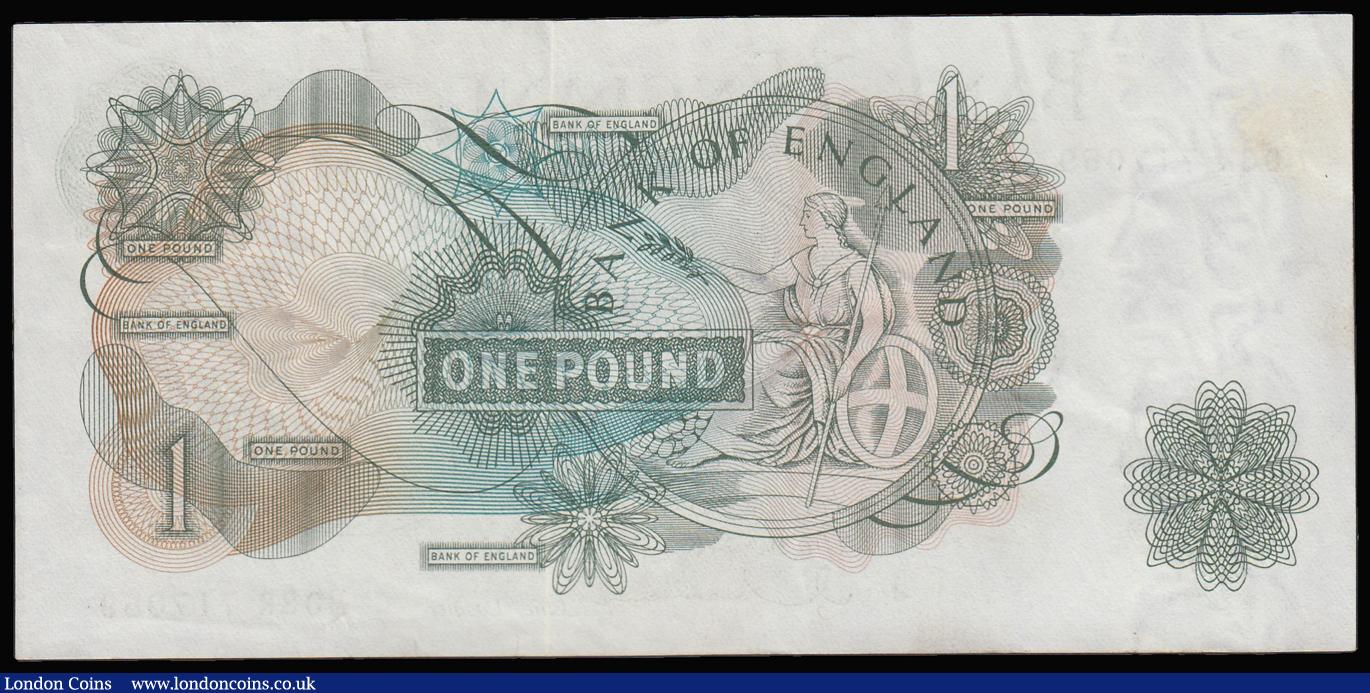 London Coins : A181 : Lot 122 : One Pound Hollom B291 M03R 717059 replacement issued 1963, EF and scarce