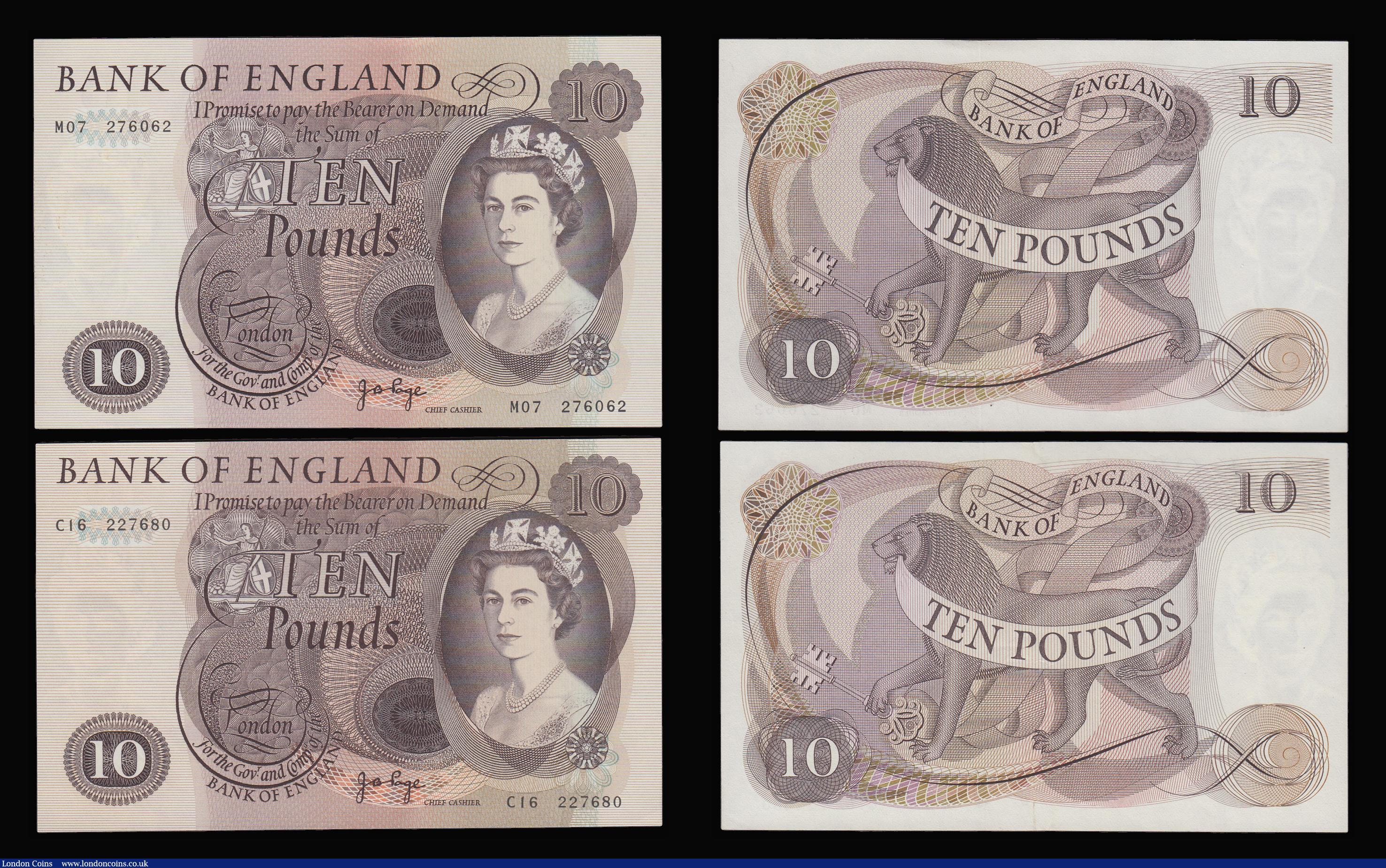 London Coins : A181 : Lot 128 : Ten Pounds Lion with key and scroll (4) Hollom prefix A20, Fforde prefix A91, Page prefixes C16 and ...