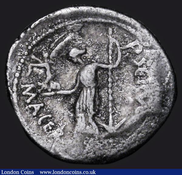 Roman Republic Denarius Julius Caesar, (44BC) Obverse: Laureate head of Caesar right, CAESAR [DICT.PERPETVO] Reverse: Venus standing left holding Victory in right hand, sceptre set on star in left, moneyer  P SEPVLLIVS MACER Crawford 480/11, Syd.1072, RSC 40, 3.53 grammes, some pitting, Fine, Rare, comes with old collector's ticket : Ancient Coins : Auction 181 : Lot 1330