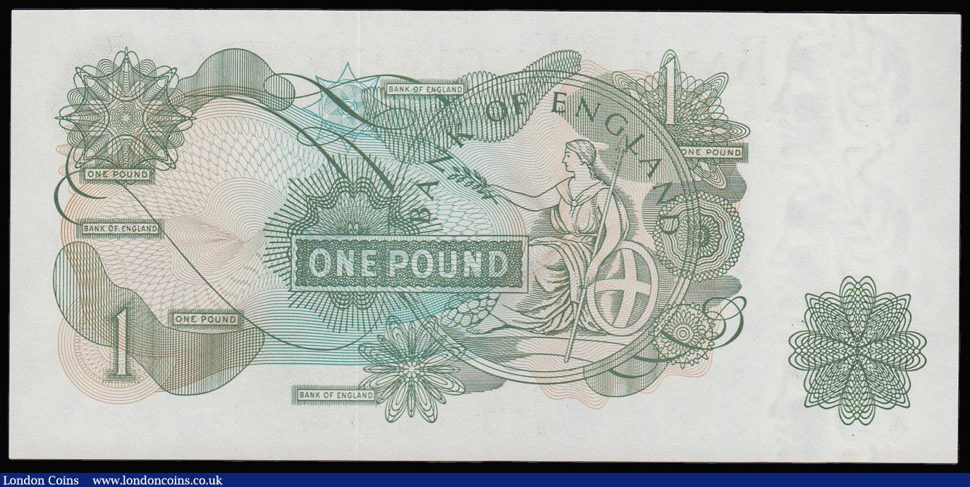 London Coins : A181 : Lot 136 : One Pound Page B322 HZ63 832715 Last series. Traced to HZ63. Rare UNC.