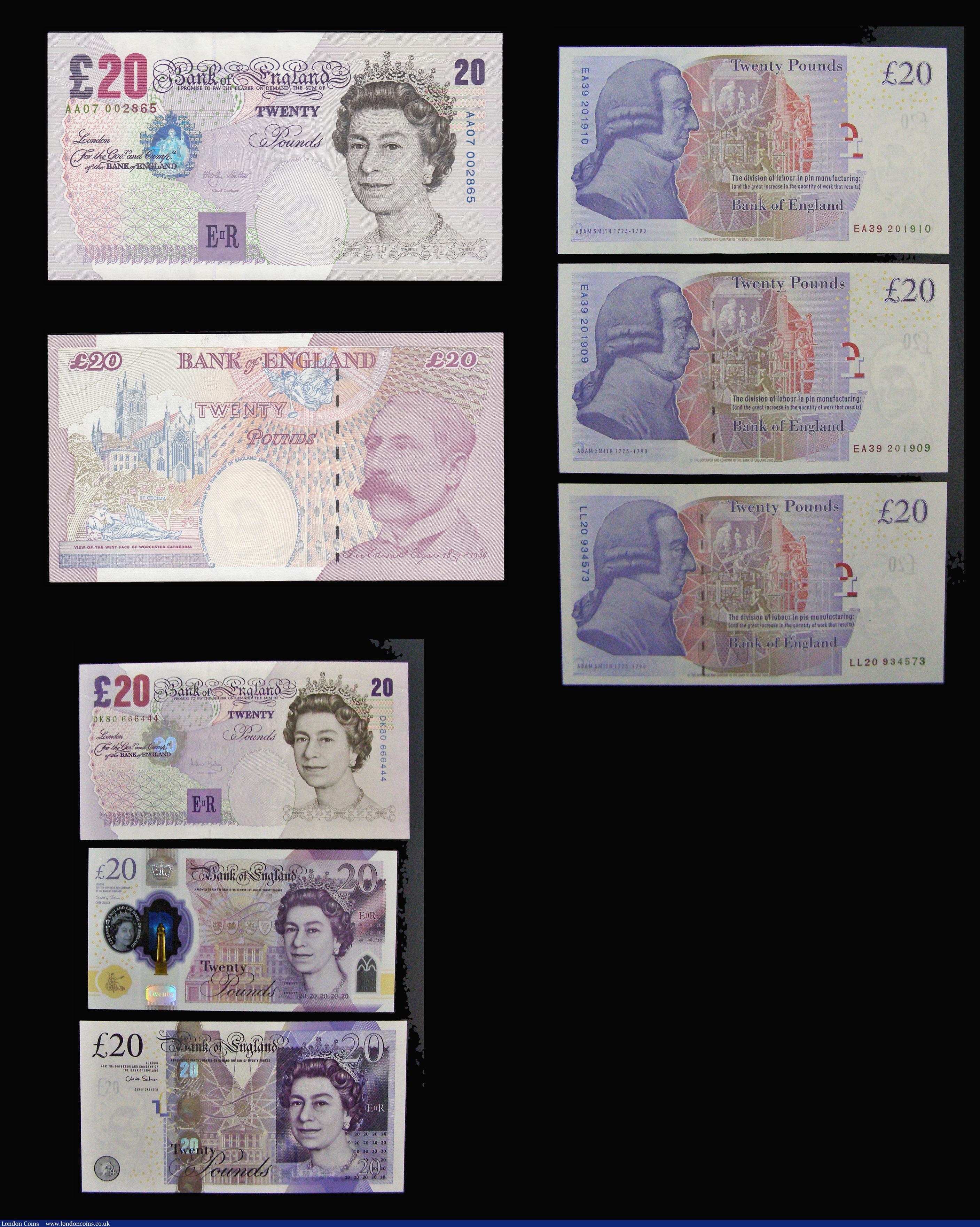 London Coins : A181 : Lot 137 : Twenty Pounds (16) a high grade collection Page to John includes Shakespeare reverse (4) Page prefix...
