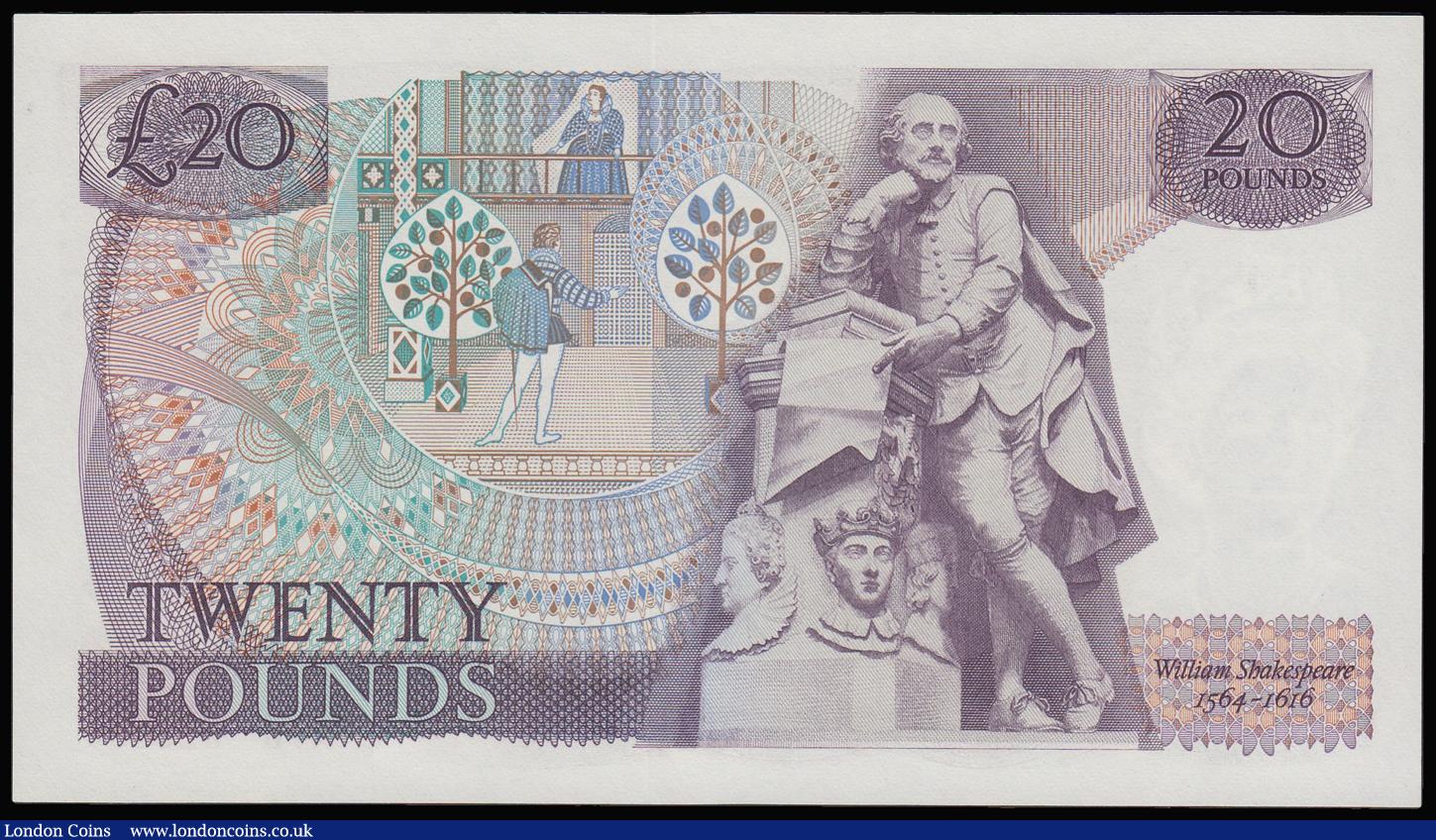 London Coins : A181 : Lot 140 : Twenty Pounds Page B328 issued 1970 first series A16 825890 William Shakespeare on reverse, Pick380b...