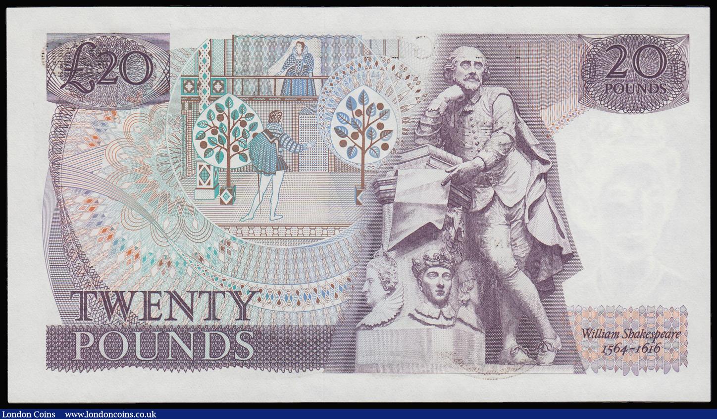 London Coins : A181 : Lot 147 : Twenty Pounds Somerset B350 issued 1981 first series E31 805270, Shakespeare on reverse, UNC