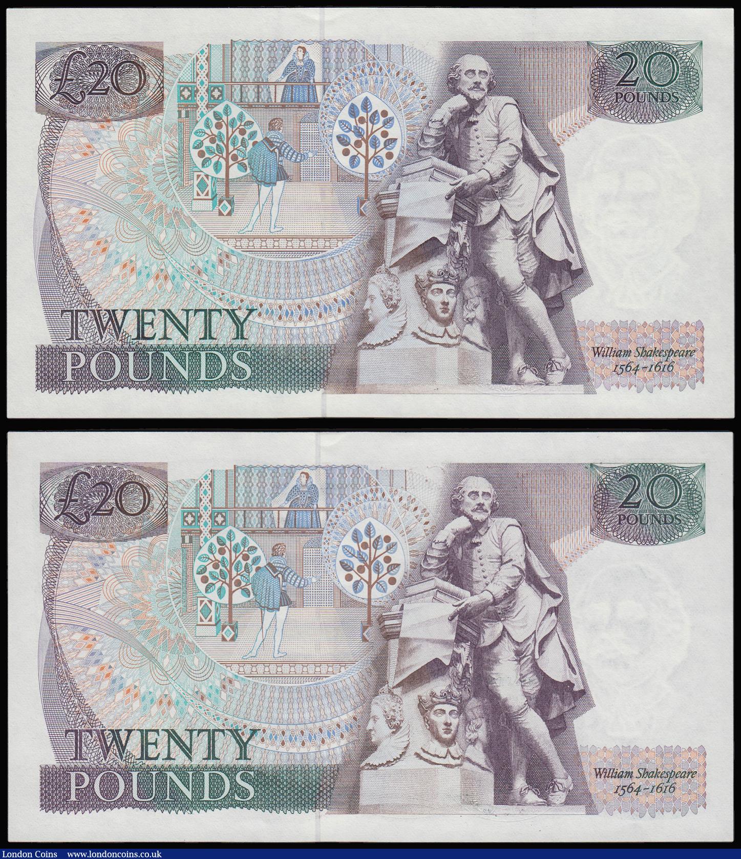 London Coins : A181 : Lot 148 : Twenty Pounds William Shakespeare reverse (2) Somerset 59A 304690 AU and Gill 50W 958926 AU-Unc 