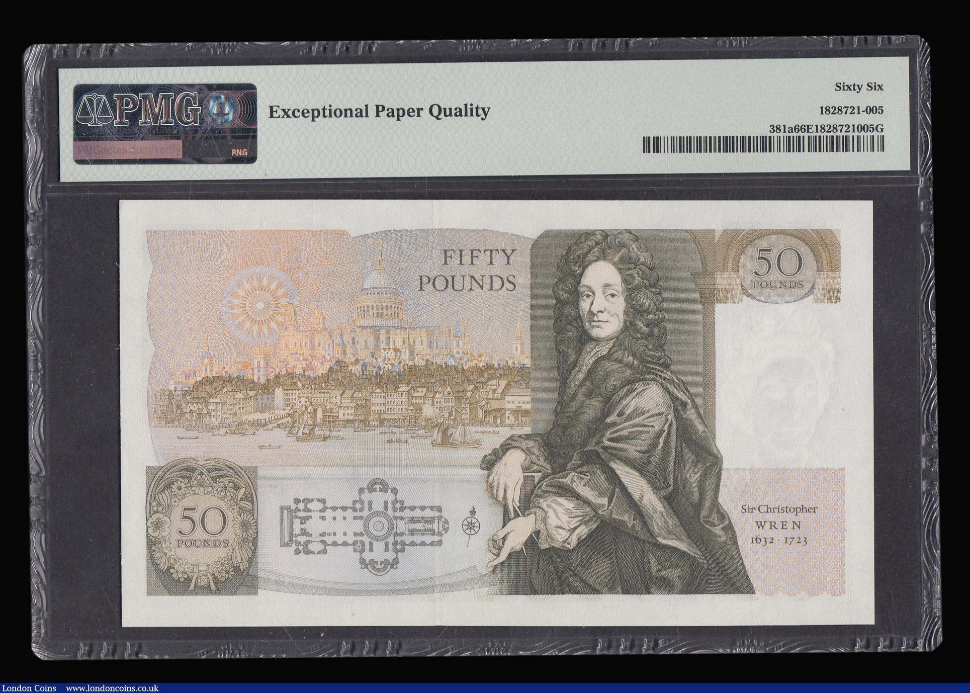 London Coins : A181 : Lot 151 : Fifty pounds Somerset B352 issued 1981 Christopher Wren on reverse, Pick381a, PMG 66 EPQ desirable t...