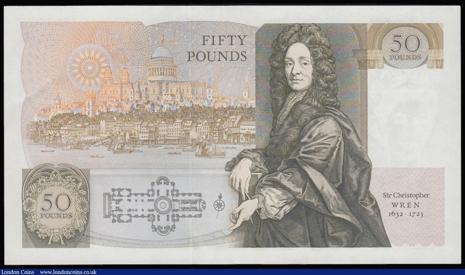 London Coins : A181 : Lot 152 : Fifty Pounds Somerset B352 issued 1981 series B42 695102, Christopher Wren on reverse, Pick381a, AU