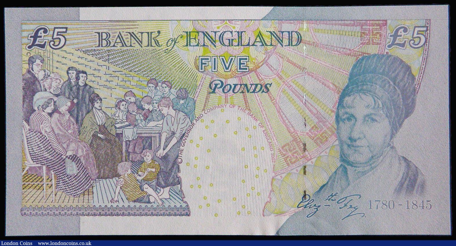 London Coins : A181 : Lot 164 : Five Pounds Bailey 2004 issue Elizabeth Fry B398 scarce LAST RUN LE90 860826, (Pick391c), Uncirculat...