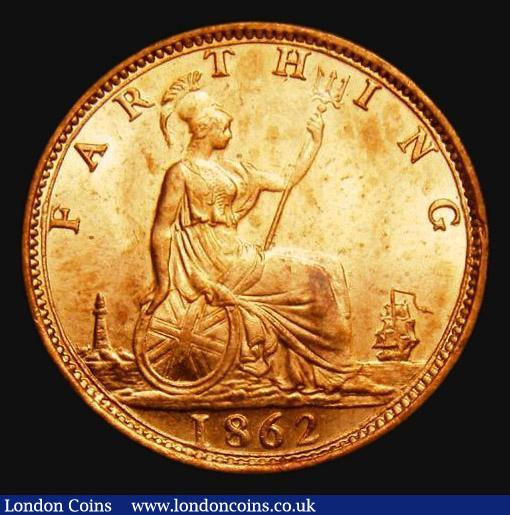London Coins : A181 : Lot 1641 : Farthing 1862 Thin 8 over Large 8, a choice UNC example, virtually full lustre struck from different...