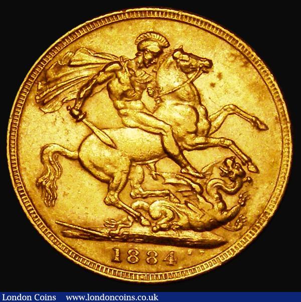Sovereign 1884S George and the Dragon, WW complete on truncation, Horse with short tail, Marsh 121, S.3858E, VF : English Coins : Auction 181 : Lot 2184