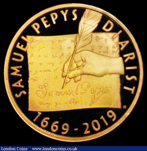 Two Pounds 2019 Samuel Pepys Last Diary Entry 350th Anniversary S.K57 Gold Proof FDC no box or certificate, the gold issue rare with only 138 pieces issued, and another 88 in the gold sets of this year : English Coins : Auction 181 : Lot 2351