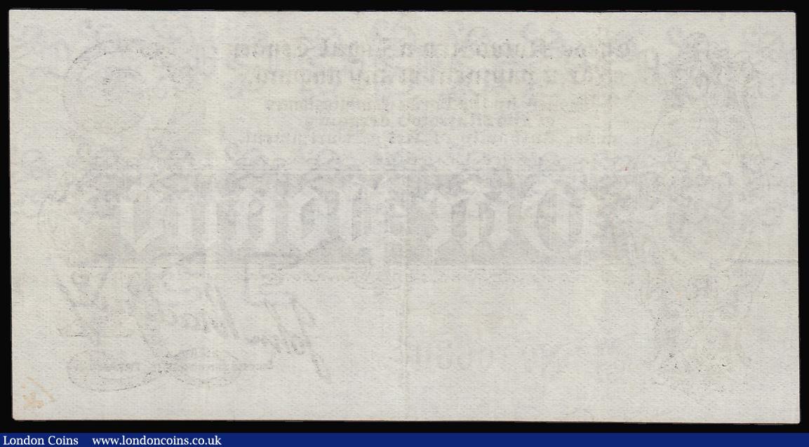 London Coins : A181 : Lot 24 : One Pound Bradbury black on white issued 1914 Duggleby T3.2 series W/37 06307, GVF one tiny pinhole ...