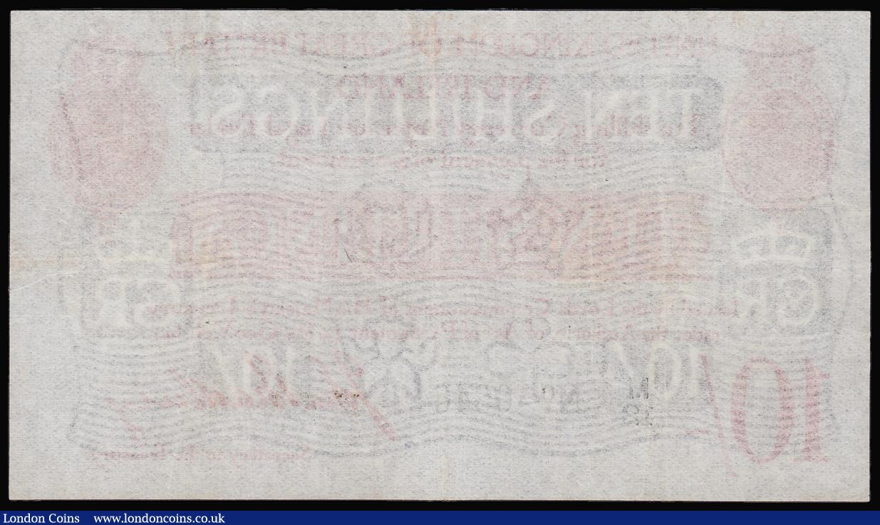 London Coins : A181 : Lot 30 : Ten Shillings Bradbury T12 Type 1 issued 1915, series M/12 06464, portrait King George V at top left...