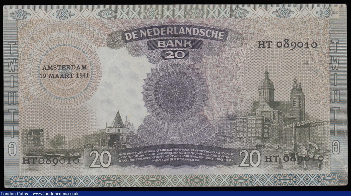 London Coins : A181 : Lot 331 : Netherlands 20 Gulden Amsterdam 19th March 1941 GEF-AU