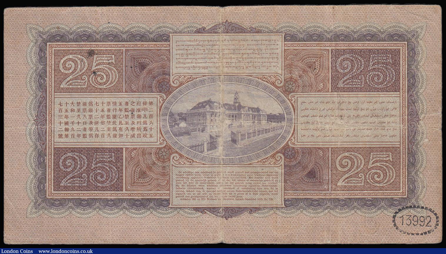 London Coins : A181 : Lot 332 : Netherlands Indies 25 Gulden 1st June 1927 about Fine
