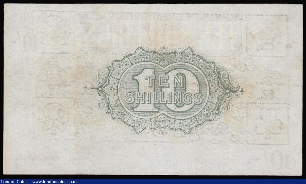 London Coins : A181 : Lot 35 : Ten Shillings Bradbury T17 issued 1918 black serial A/22 023090, No. with dot, (Pick350a), VF or bet...
