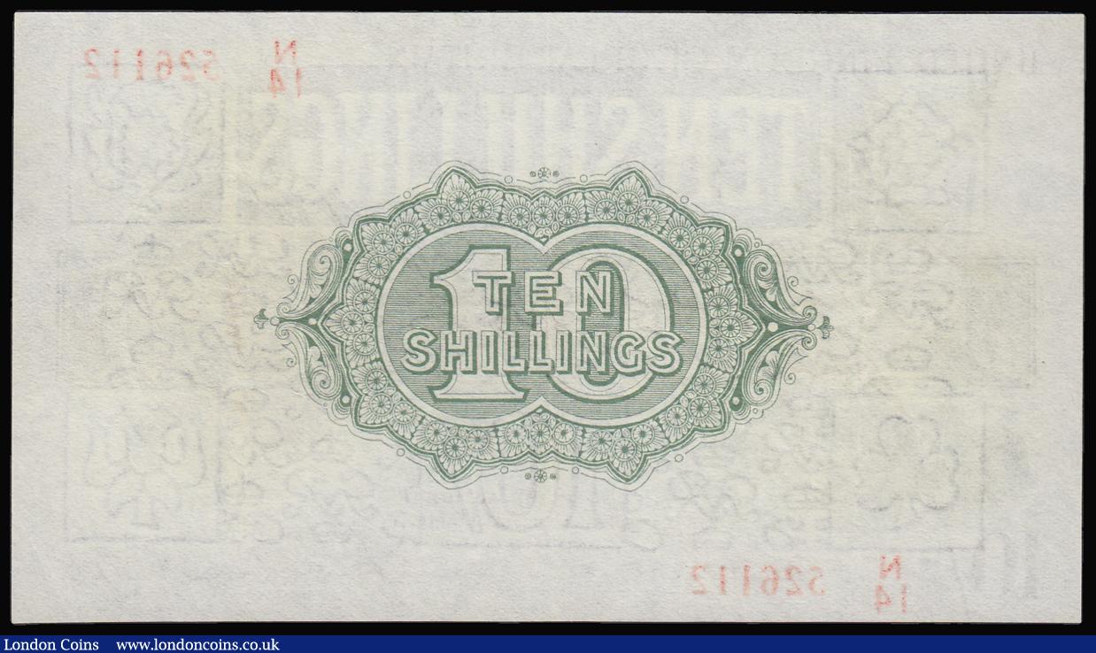 London Coins : A181 : Lot 40 : Ten Shillings Fisher T30 Second Issue Red Serial Number, No. omitted, issued 1922 serial number N/14...