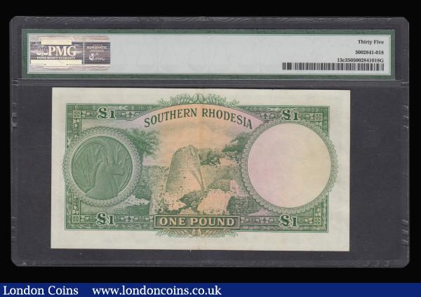 Southern Rhodesia One Pound Salisbury 10th March 1954 Pick 13c serial number B/248 083,458 PMG Choice Very Fine 35 desirable thus : World Banknotes : Auction 181 : Lot 415