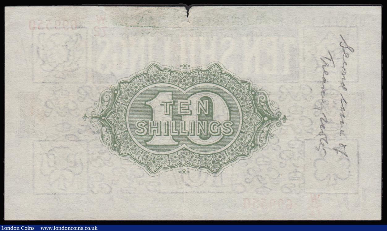 London Coins : A181 : Lot 44 : Ten Shillings Warren Fisher T33 last series W/72 699550 issued 1927, Northern Ireland issue, EF for ...