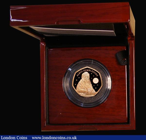 Fifty Pence 2023 Harry Potter - Albus Dumbledore Gold Proof, the latest release in the Harry Potter series, FDC in the Royal Mint box of issue with certificate and booklet describing the character and his life. Only 300 pieces issued in this presentation format : English Cased : Auction 181 : Lot 473