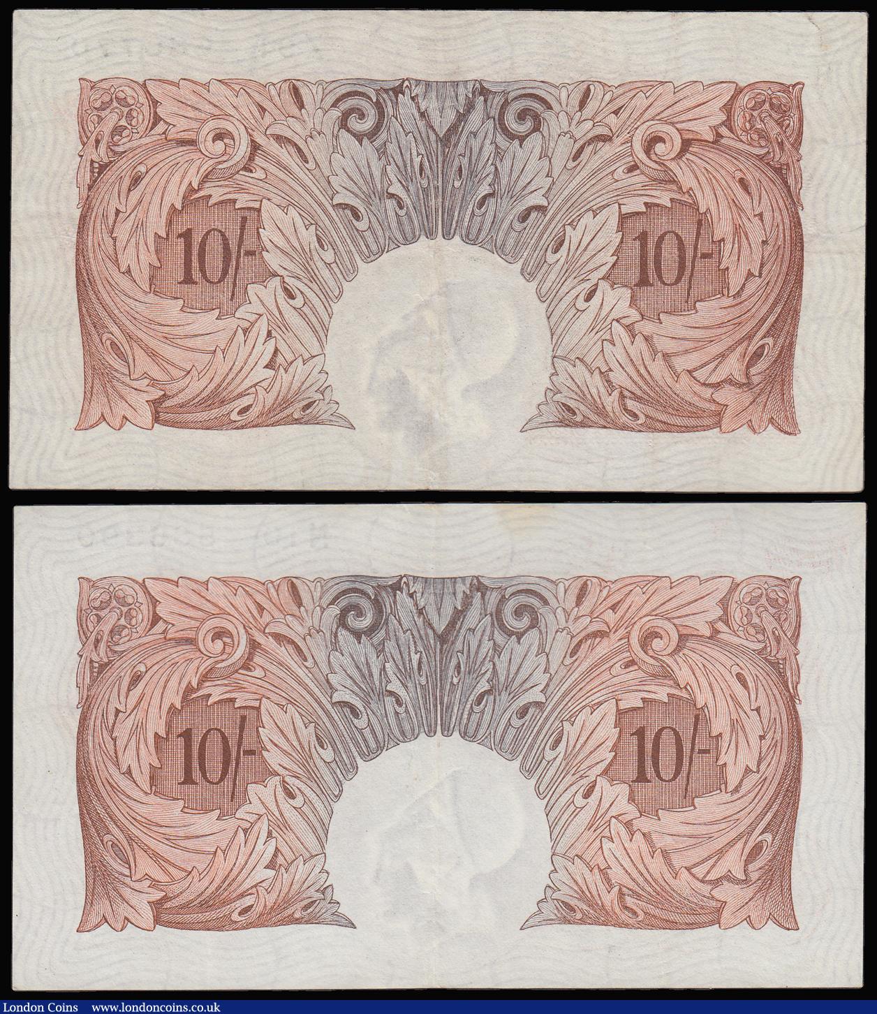 London Coins : A181 : Lot 48 : Ten Shillings (2) Mahon B210 issued 1928 series Z94 686770 VF and Catterns B223 N10 586390 EF-AU