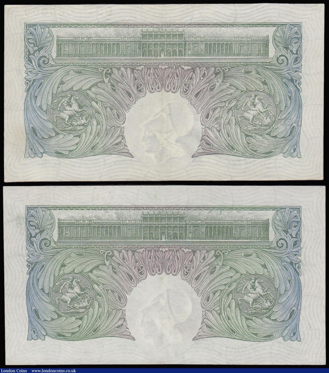 London Coins : A181 : Lot 49 : One Pound (2) Mahon B212 issued 1928 series  D36 668008 EF and Catterns B225 AU 