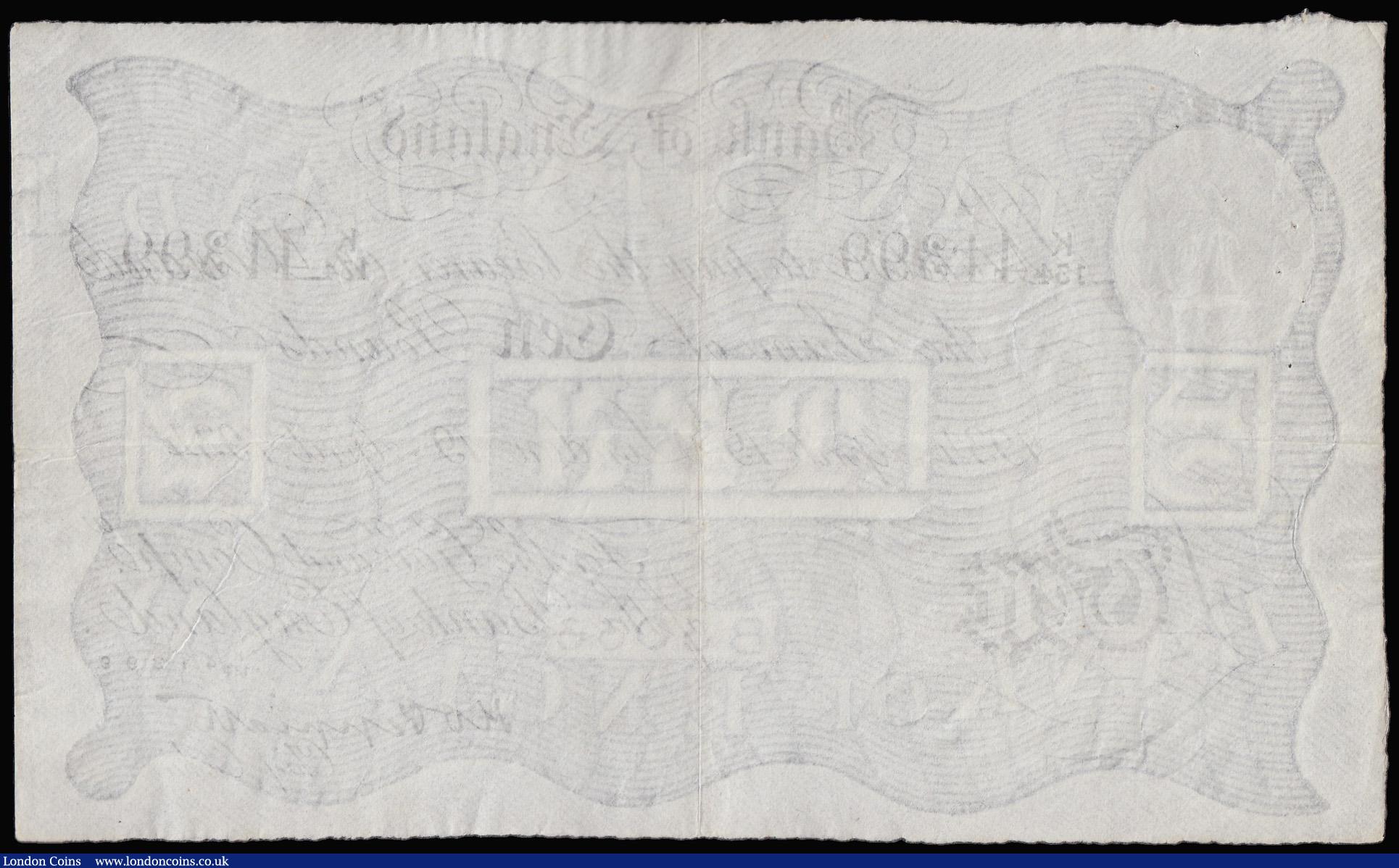 London Coins : A181 : Lot 62 : Ten Pounds Peppiatt white Operation Bernhard WW2 German forgery dated 19th April 1934 series K/134 4...