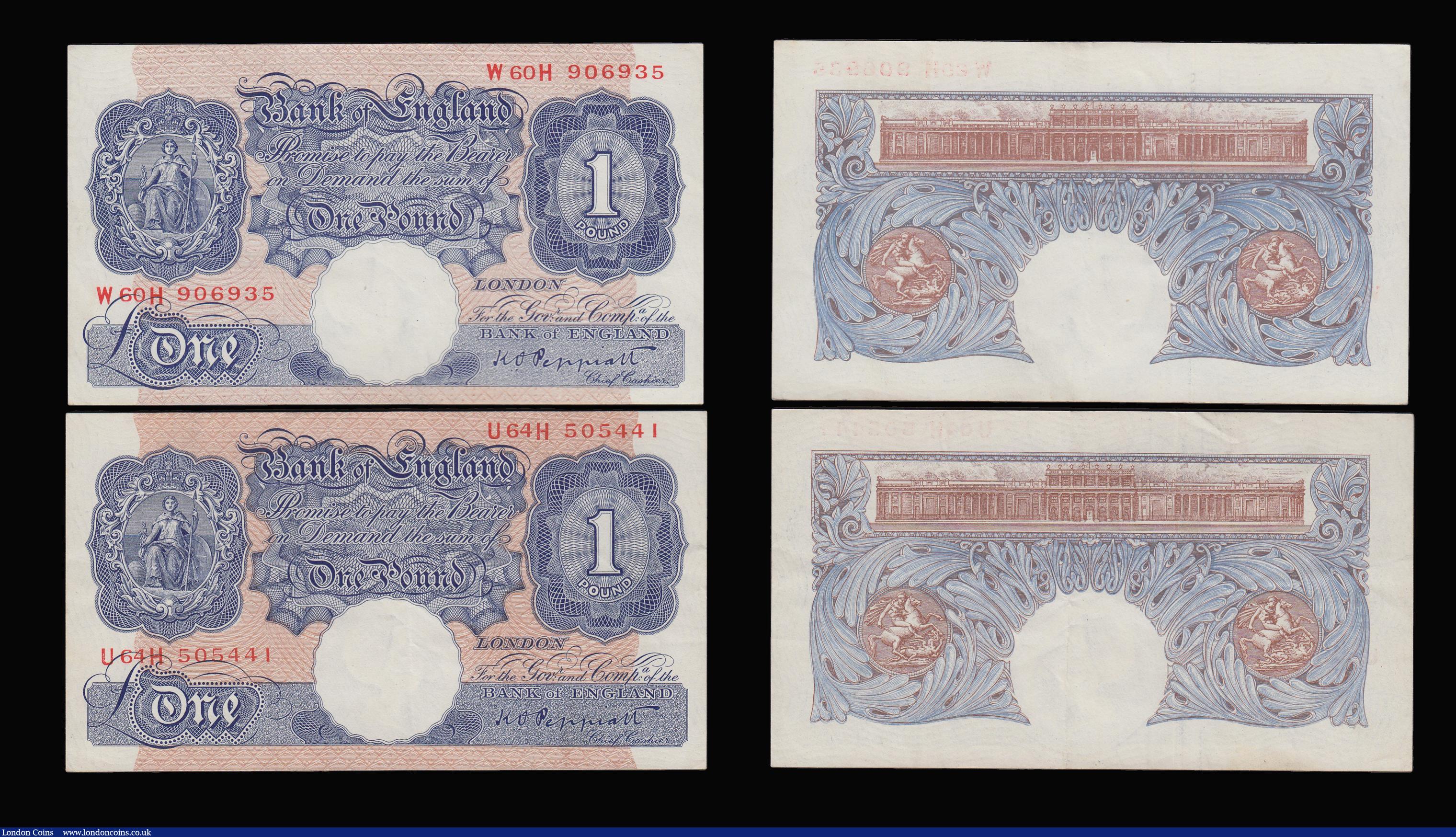 London Coins : A181 : Lot 65 : One Pounds Peppiatt Blues (4) B249 one VF the others EF
