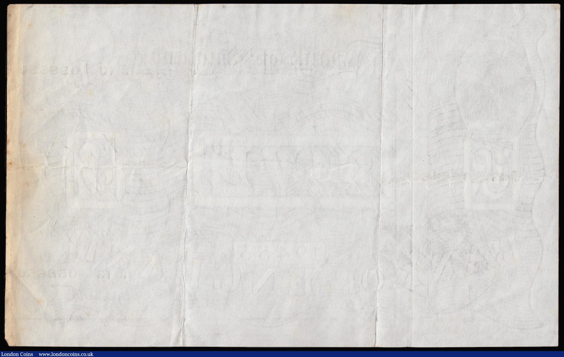 London Coins : A181 : Lot 72 : Five Pounds Peppiatt white B255 thick paper dated 8 May 1945 prefix J13, VF some brown discolouratio...