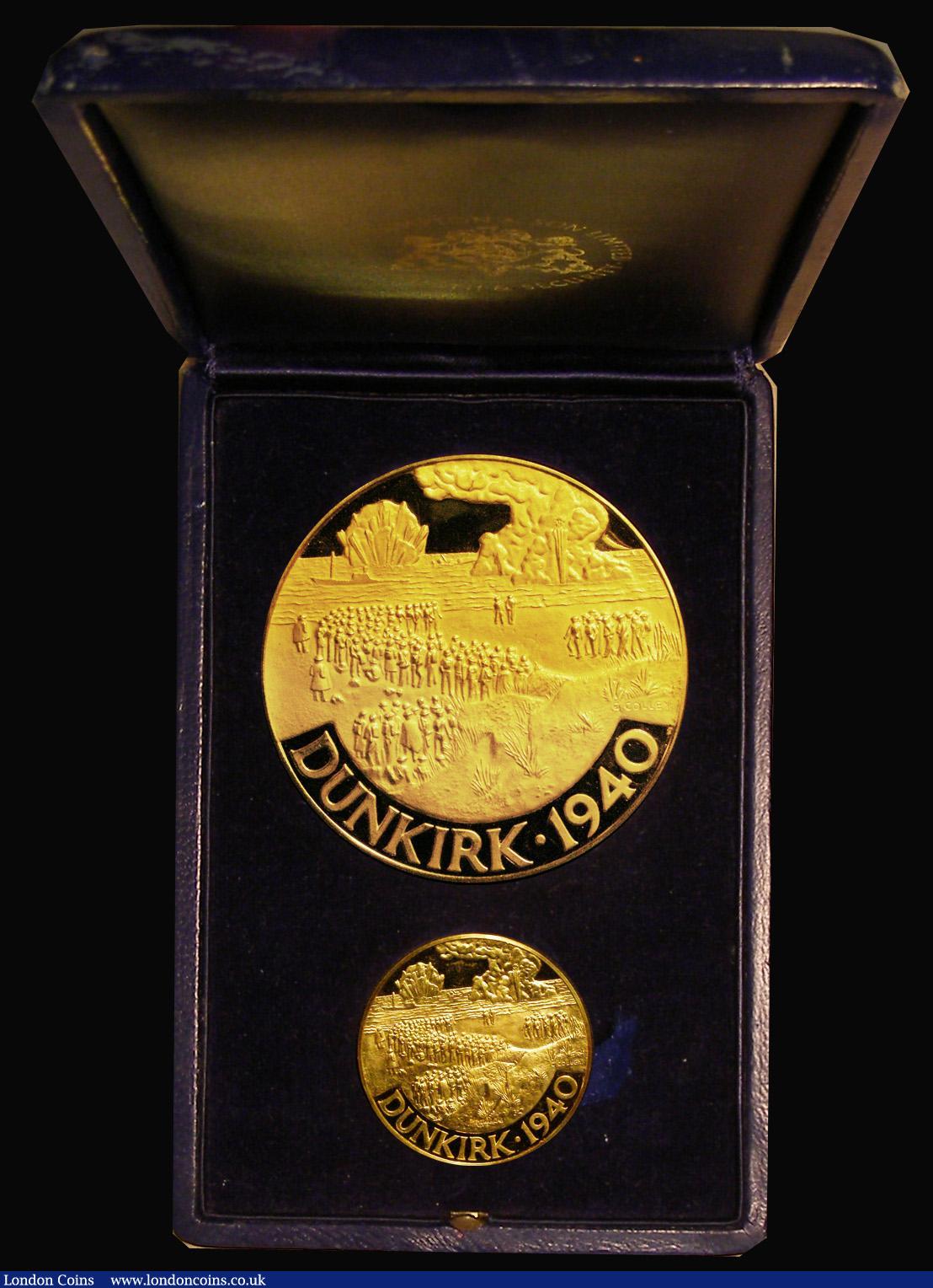 London Coins : A181 : Lot 745 : 25th Anniversary of Dunkirk 1940 two medal set comprising 66mm diameter in 22 carat gold 106 grammes...