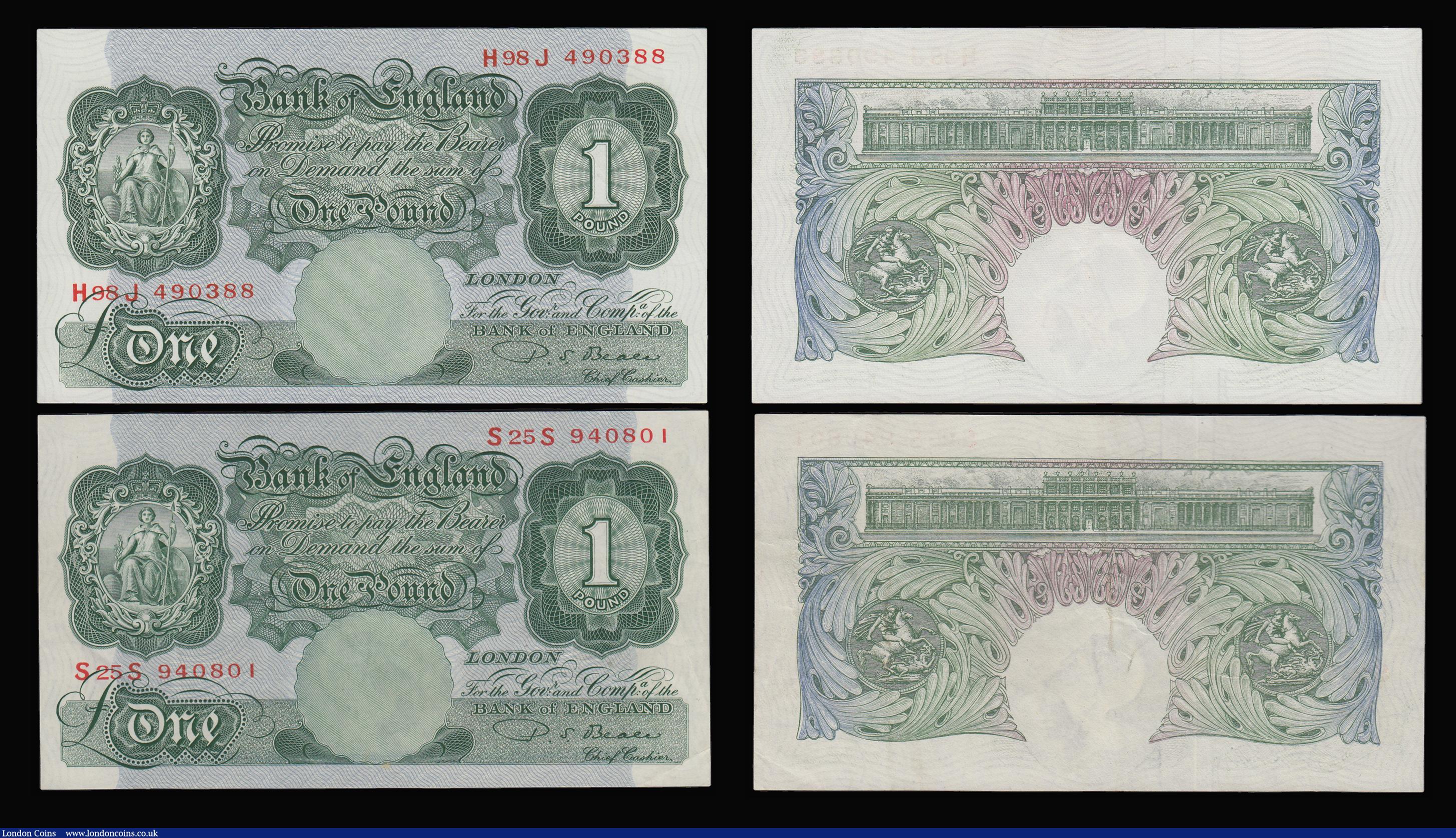 London Coins : A181 : Lot 83 : One Pound Beale B268 1950 H98J 490388 AU, replacement B269 S25S 940801 EF or better. O'Brien 19...