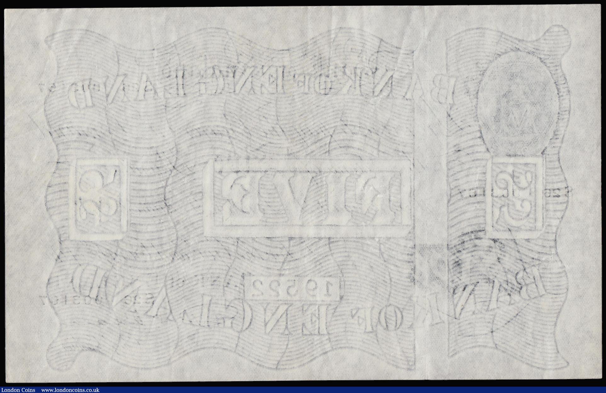 London Coins : A181 : Lot 89 : Five Pounds Beale white B270 dated 9 August 1950 S26 003167, EF