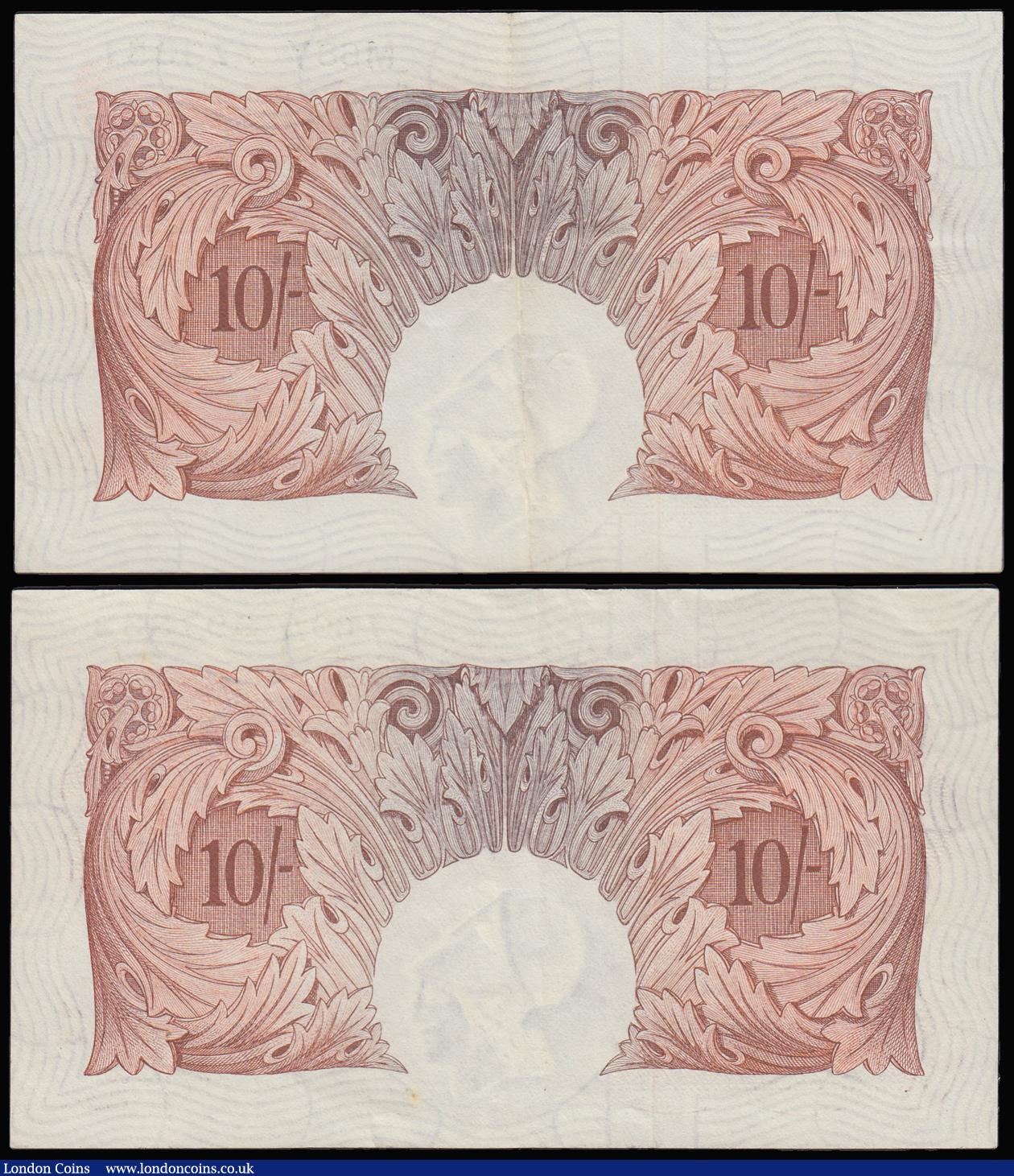 London Coins : A181 : Lot 91 : Ten Shillings O'Brien Britannia (2) B271 M68Y GVF and  B272  60A 997833 Replacement, Scarce VF