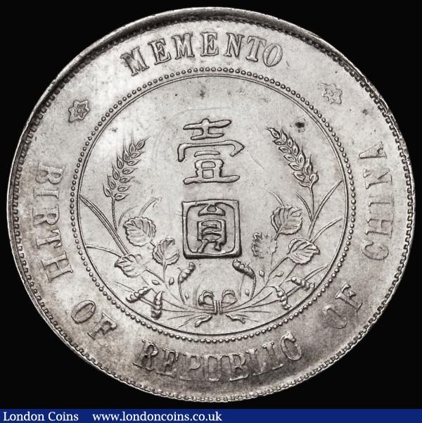 China - Republic Dollar undated (1927) Memento - Birth of the Republic, Rosettes in legend Y#318a.1, 27.15 grammes, EF and lustrous, obverse and reverse show signs of die clashing  : World Coins : Auction 181 : Lot 965