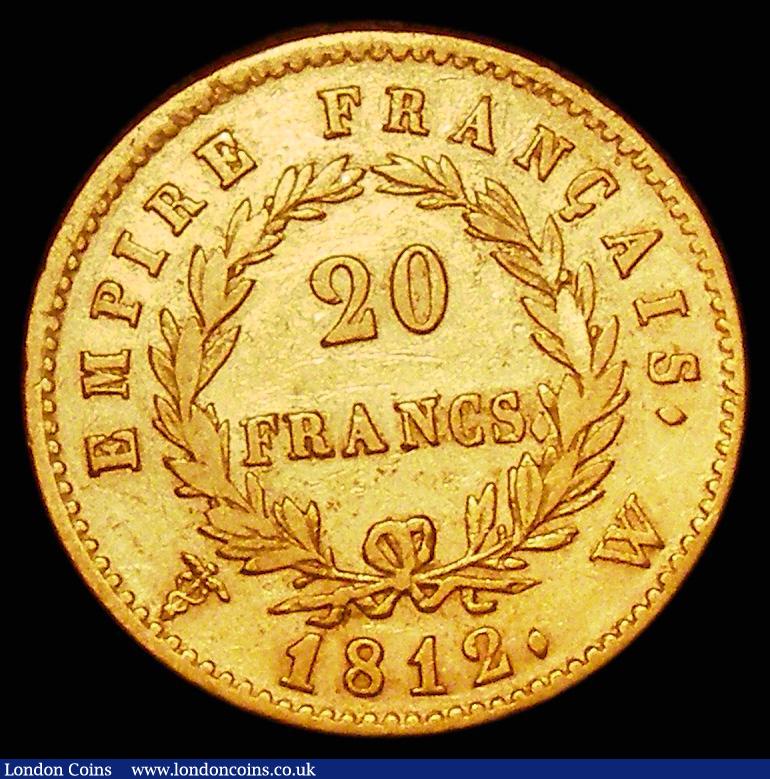 London Coins : A181 : Lot 986 : France 20 Francs Gold 1812W Lille Mint KM#695.10 Good Fine