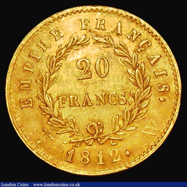 London Coins : A181 : Lot 987 : France 20 Francs Gold 1812W Lille Mint KM#695.10 NEF with some light contact marks