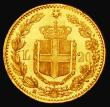 London Coins : A181 : Lot 1084 : Italy 20 Lire Gold 1882 KM#21 EF and lustrous with some small rim nicks, the bust lightly frosted