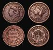 London Coins : A181 : Lot 2631 : USA (4) Quarter Dollar 1858 Breen 4015 Good Fine, Three Cents 1866 Breen 2415 Fine, One Cent (2) 183...