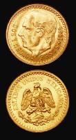 London Coins : A181 : Lot 938 : Brazil 5000 Reis Gold 1855 KM#470 About Fine/Fine, Mexico 2 ½ Pesos Gold 1945 KM#463 Lustrous...