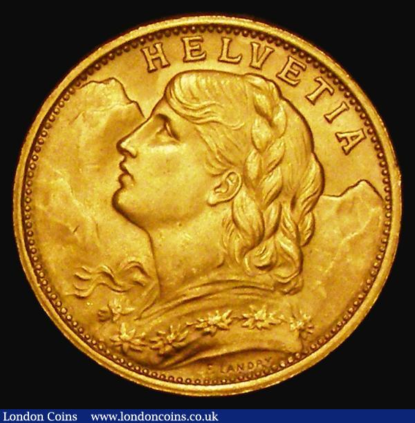 Switzerland 20 Francs Gold 1949B KM#35.2 Lustrous UNC : World Coins : Auction 182 : Lot 1371