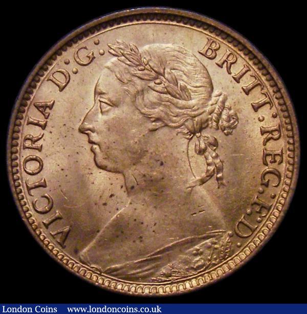 Farthing 1881H Cooke type B, Freeman 548, dies 7+E, Choice UNC with practically fully lustre, slabbed and graded LCGS 85, the joint finest known of 9 examples this far recorded by the LCGS Population Report, Ex-London Coins Auction A157 3/6/2017 Lot 3455 hammer price £50 : English Coins : Auction 182 : Lot 2339