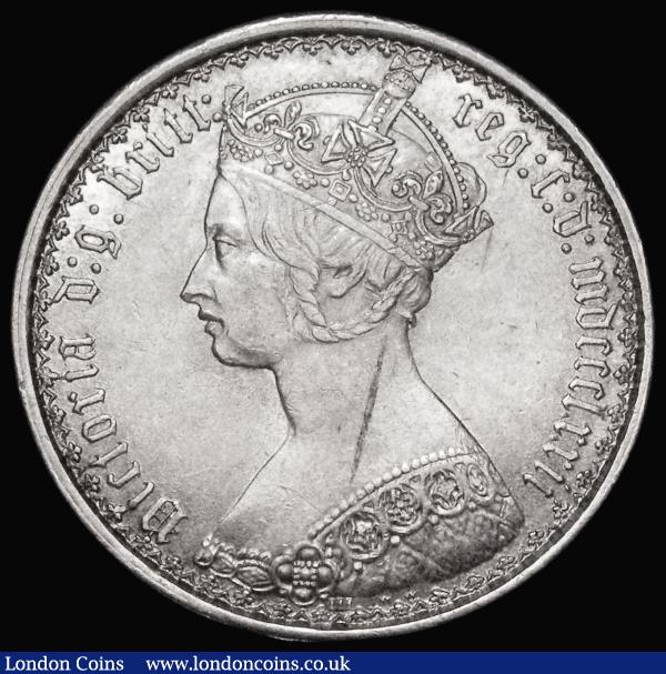 Florin 1872 Reverse: Top Cross overlaps border beads ESC 840, Bull 2878, Davies 755, dies 3A, Die Number 111, About EF/EF with minor contact marks and a tone line on the bust : English Coins : Auction 182 : Lot 2386