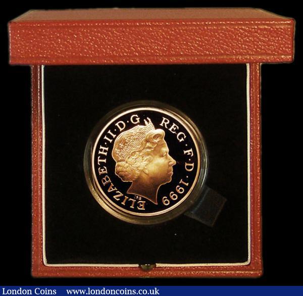 Five Pound Crown 1999 Millennium Gold Proof S.L7, FDC in the Royal Mint box of issue with certificate : English Cased : Auction 182 : Lot 311